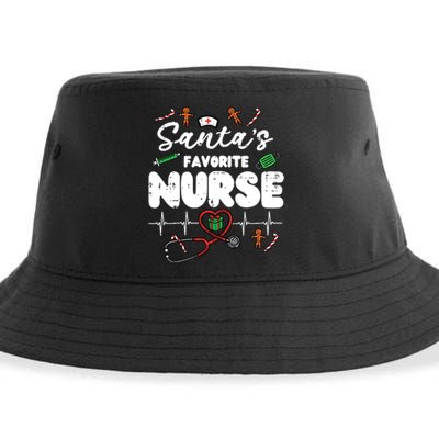 Santas Favorite Nurse Christmas Xmas Nursing Scrub Top Women Sustainable Bucket Hat