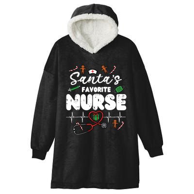 Santas Favorite Nurse Christmas Xmas Nursing Scrub Top Women Hooded Wearable Blanket