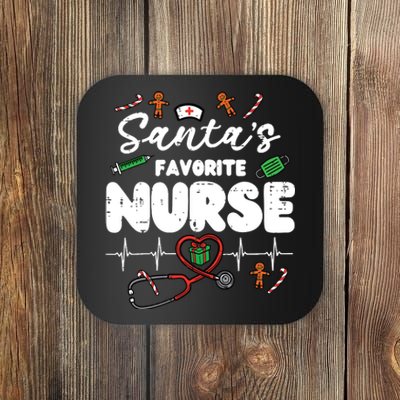 Santas Favorite Nurse Christmas Xmas Nursing Scrub Top Women Coaster