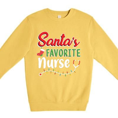 Santas Favorite Nurse Cute Merry Xmas Party Crew Premium Crewneck Sweatshirt