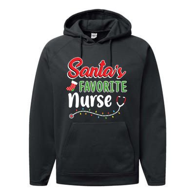 Santas Favorite Nurse Cute Merry Xmas Party Crew Performance Fleece Hoodie