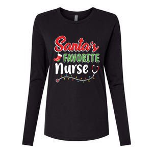 Santas Favorite Nurse Cute Merry Xmas Party Crew Womens Cotton Relaxed Long Sleeve T-Shirt