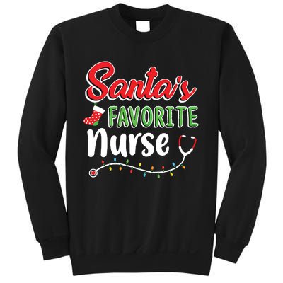 Santas Favorite Nurse Cute Merry Xmas Party Crew Sweatshirt