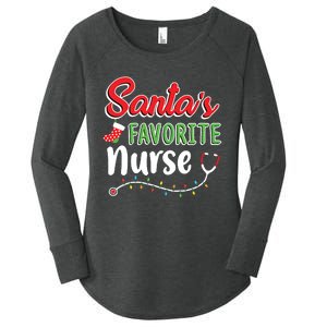 Santas Favorite Nurse Cute Merry Xmas Party Crew Women's Perfect Tri Tunic Long Sleeve Shirt