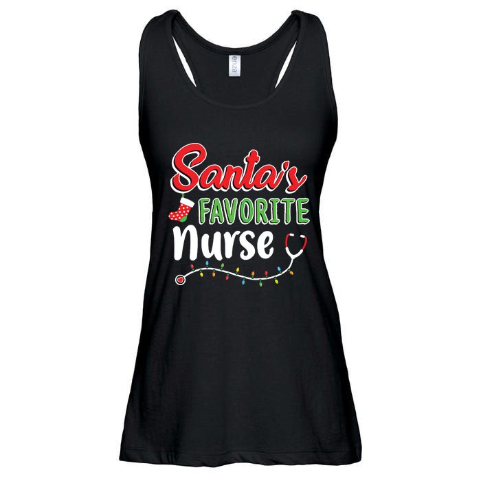 Santas Favorite Nurse Cute Merry Xmas Party Crew Ladies Essential Flowy Tank