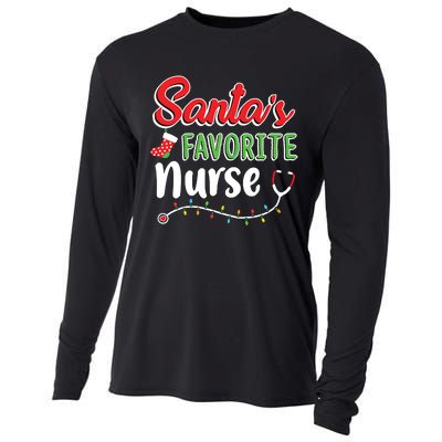 Santas Favorite Nurse Cute Merry Xmas Party Crew Cooling Performance Long Sleeve Crew