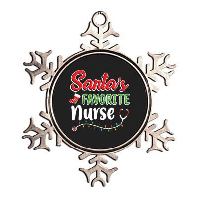 Santas Favorite Nurse Cute Merry Xmas Party Crew Metallic Star Ornament