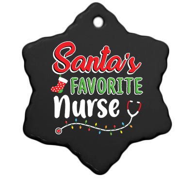 Santas Favorite Nurse Cute Merry Xmas Party Crew Ceramic Star Ornament