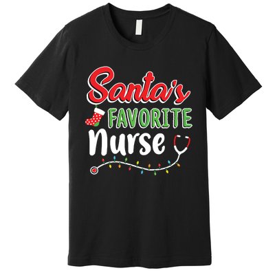 Santas Favorite Nurse Cute Merry Xmas Party Crew Premium T-Shirt