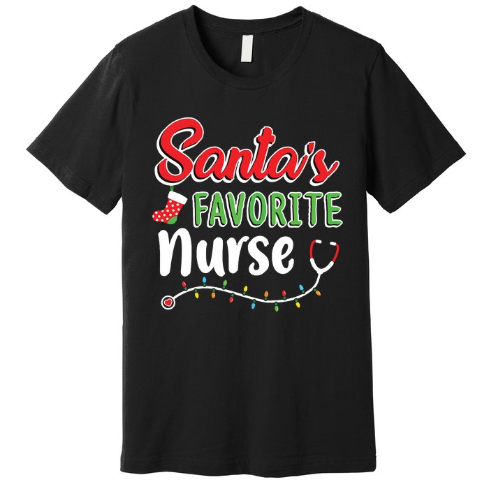 Santas Favorite Nurse Cute Merry Xmas Party Crew Premium T-Shirt