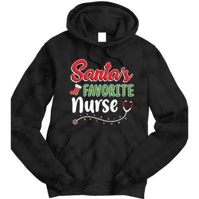 Santas Favorite Nurse Cute Merry Xmas Party Crew Tie Dye Hoodie