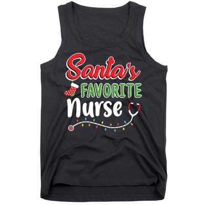 Santas Favorite Nurse Cute Merry Xmas Party Crew Tank Top