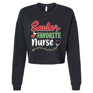 Santas Favorite Nurse Cute Merry Xmas Party Crew Cropped Pullover Crew