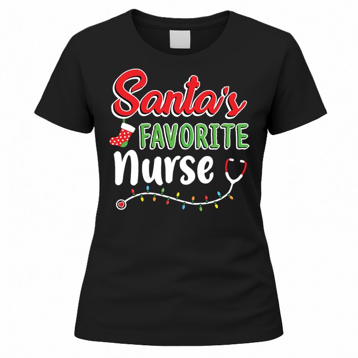 Santas Favorite Nurse Cute Merry Xmas Party Crew Women's T-Shirt