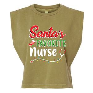 Santas Favorite Nurse Cute Merry Xmas Party Crew Garment-Dyed Women's Muscle Tee