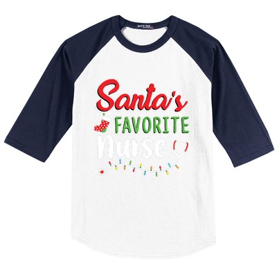 Santas Favorite Nurse Cute Merry Xmas Party Crew Baseball Sleeve Shirt