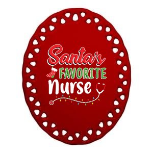 Santas Favorite Nurse Cute Merry Xmas Party Crew Ceramic Oval Ornament