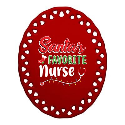 Santas Favorite Nurse Cute Merry Xmas Party Crew Ceramic Oval Ornament