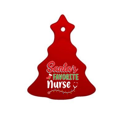 Santas Favorite Nurse Cute Merry Xmas Party Crew Ceramic Tree Ornament