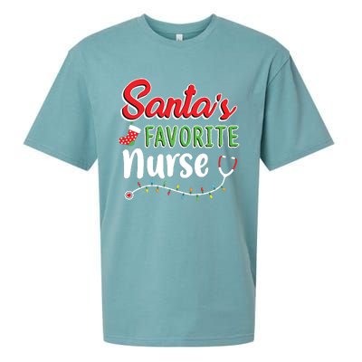 Santas Favorite Nurse Cute Merry Xmas Party Crew Sueded Cloud Jersey T-Shirt