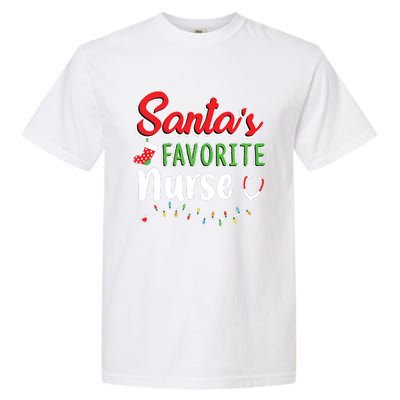 Santas Favorite Nurse Cute Merry Xmas Party Crew Garment-Dyed Heavyweight T-Shirt