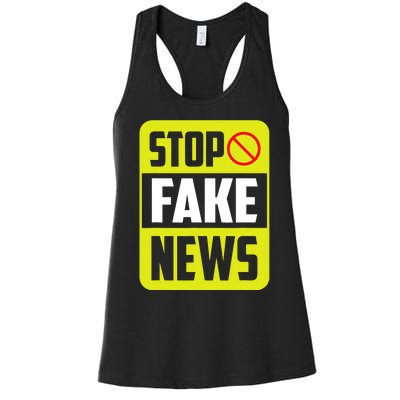 Stop Fake News Press Freedom Rights Journalism Journalist Women's Racerback Tank