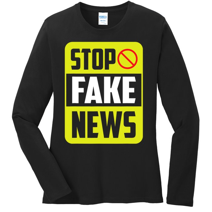 Stop Fake News Press Freedom Rights Journalism Journalist Ladies Long Sleeve Shirt