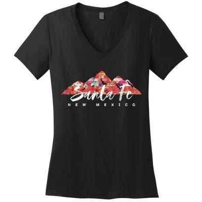 SANTA FE NEW MEXICO Family Travel Hiking Camping Skiing Trip Women's V-Neck T-Shirt