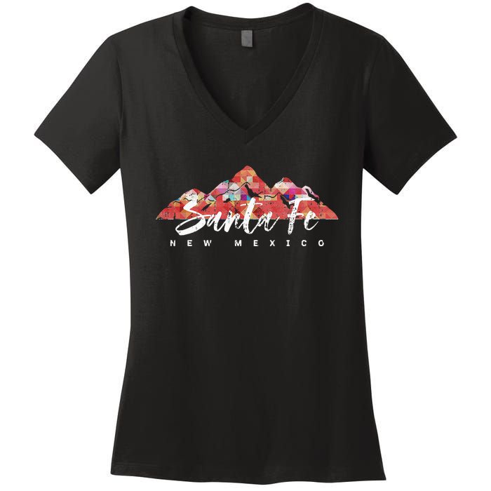 SANTA FE NEW MEXICO Family Travel Hiking Camping Skiing Trip Women's V-Neck T-Shirt