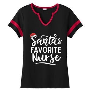 SantaS Favorite Nurse Christmas Funny Nursing Love Funny Gift Cute Gift Ladies Halftime Notch Neck Tee