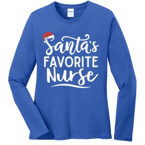 SantaS Favorite Nurse Christmas Funny Nursing Love Funny Gift Cute Gift Ladies Long Sleeve Shirt