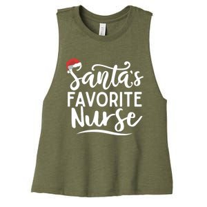 SantaS Favorite Nurse Christmas Funny Nursing Love Funny Gift Cute Gift Women's Racerback Cropped Tank