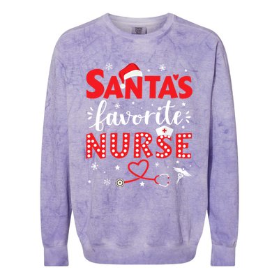 Santa Favorite Nurse For Christmas In Hospital Gift Colorblast Crewneck Sweatshirt