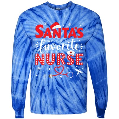 Santa Favorite Nurse For Christmas In Hospital Gift Tie-Dye Long Sleeve Shirt