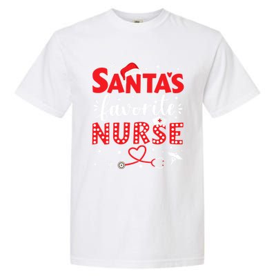 Santa Favorite Nurse For Christmas In Hospital Gift Garment-Dyed Heavyweight T-Shirt