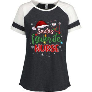 SantaS Favorite Nurse Christmas Xmas Nursing Stethoscope Gift Enza Ladies Jersey Colorblock Tee