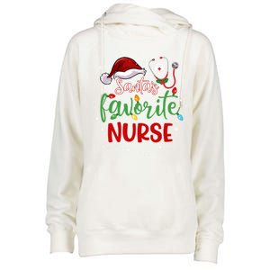 SantaS Favorite Nurse Christmas Xmas Nursing Stethoscope Gift Womens Funnel Neck Pullover Hood