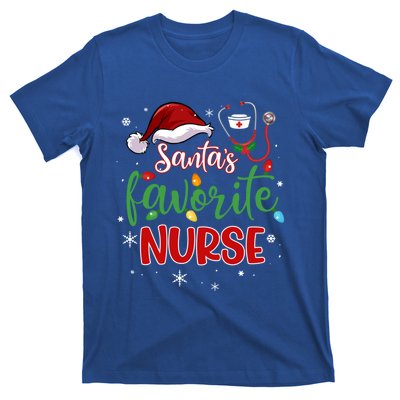 SantaS Favorite Nurse Christmas Xmas Nursing Stethoscope Gift T-Shirt