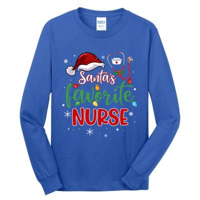 SantaS Favorite Nurse Christmas Xmas Nursing Stethoscope Gift Tall Long Sleeve T-Shirt