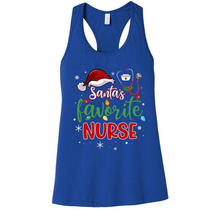 SantaS Favorite Nurse Christmas Xmas Nursing Stethoscope Gift Women's Racerback Tank