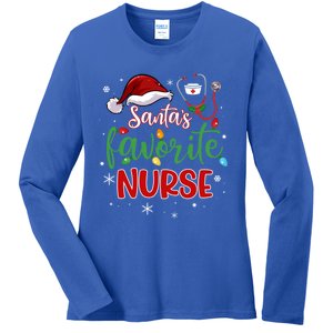 SantaS Favorite Nurse Christmas Xmas Nursing Stethoscope Gift Ladies Long Sleeve Shirt