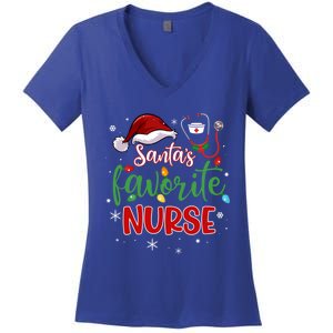 SantaS Favorite Nurse Christmas Xmas Nursing Stethoscope Gift Women's V-Neck T-Shirt