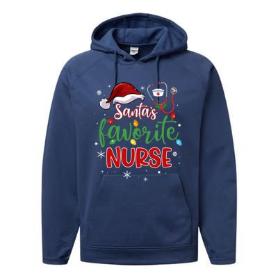 SantaS Favorite Nurse Christmas Xmas Nursing Stethoscope Gift Performance Fleece Hoodie