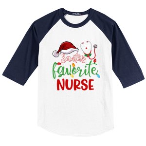 SantaS Favorite Nurse Christmas Xmas Nursing Stethoscope Gift Baseball Sleeve Shirt