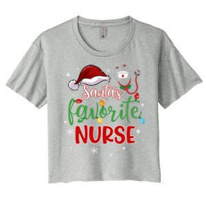 SantaS Favorite Nurse Christmas Xmas Nursing Stethoscope Gift Women's Crop Top Tee