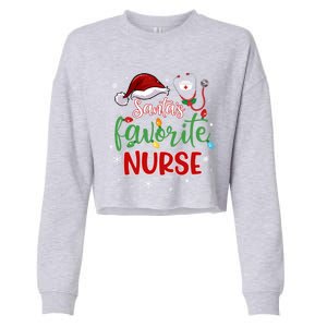 SantaS Favorite Nurse Christmas Xmas Nursing Stethoscope Gift Cropped Pullover Crew