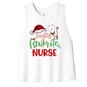 SantaS Favorite Nurse Christmas Xmas Nursing Stethoscope Gift Women's Racerback Cropped Tank