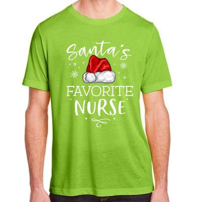 SantaS Favorite Nurse Christmas Hat Funny Nursing Gift Adult ChromaSoft Performance T-Shirt