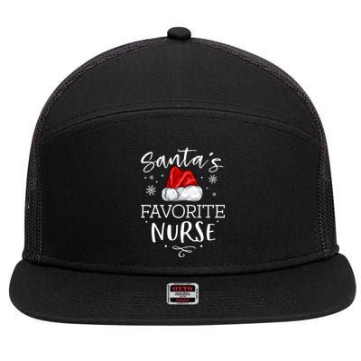 SantaS Favorite Nurse Christmas Hat Funny Nursing Gift 7 Panel Mesh Trucker Snapback Hat