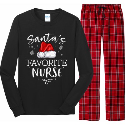 SantaS Favorite Nurse Christmas Hat Funny Nursing Gift Long Sleeve Pajama Set